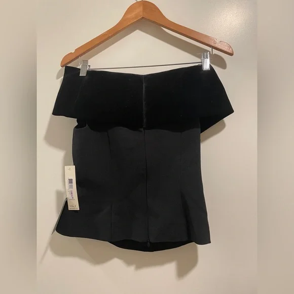 Off the shoulder velvet & crepe top - Picture 8 of 11